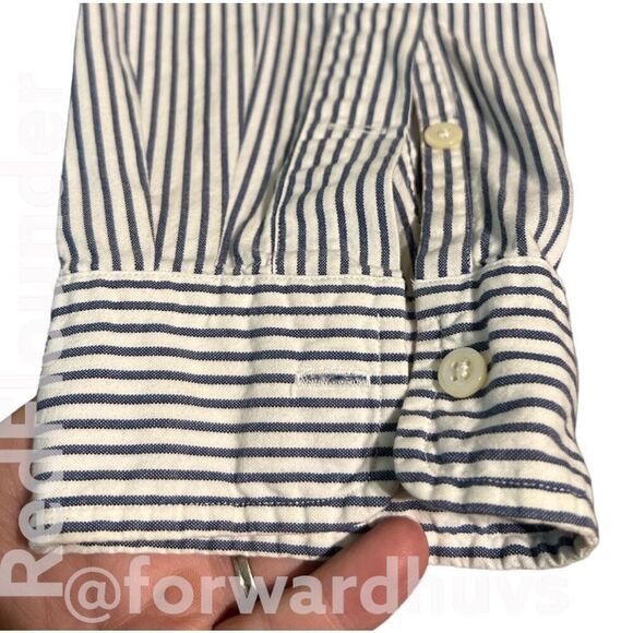 Ralph Lauren Blaire 100% Cotton Casual Button Down Blue and White Strip Shirt Si - Picture 5 of 10